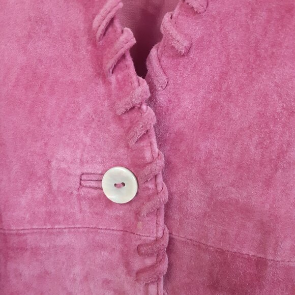 Apart Womans Jacket MED 100% Pig Suede Mauve Button Closure Long Sleeve Lined - Picture 6 of 10